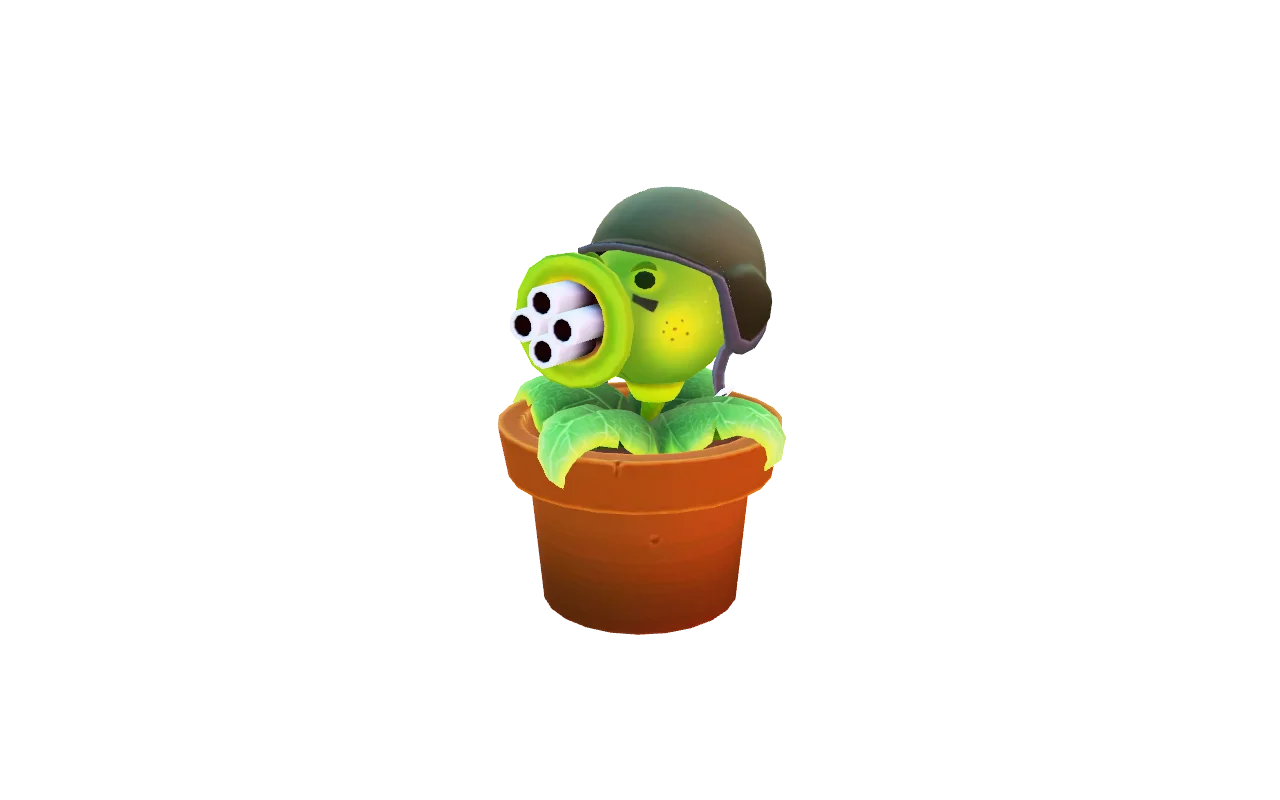 Gatling Pea (PVZ) over McGinnis turret