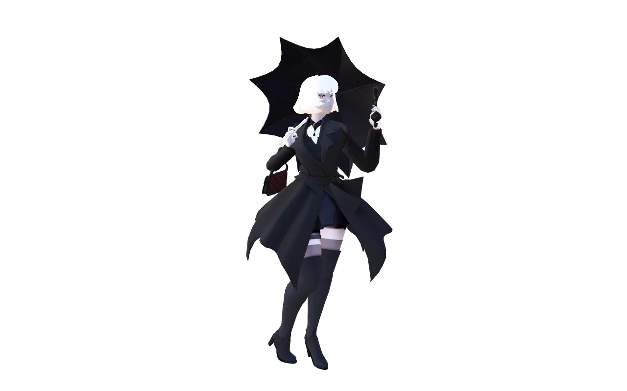Blonde Mina in a black outfit