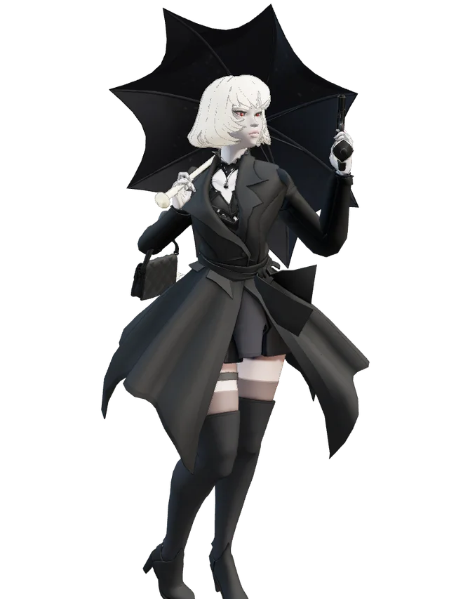 Blonde Mina in a black outfit