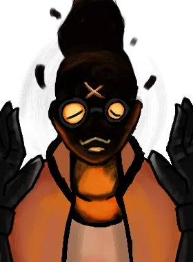 Haze gloat pose from Lieutenant Hazeuragi - Haze Disco Elysium