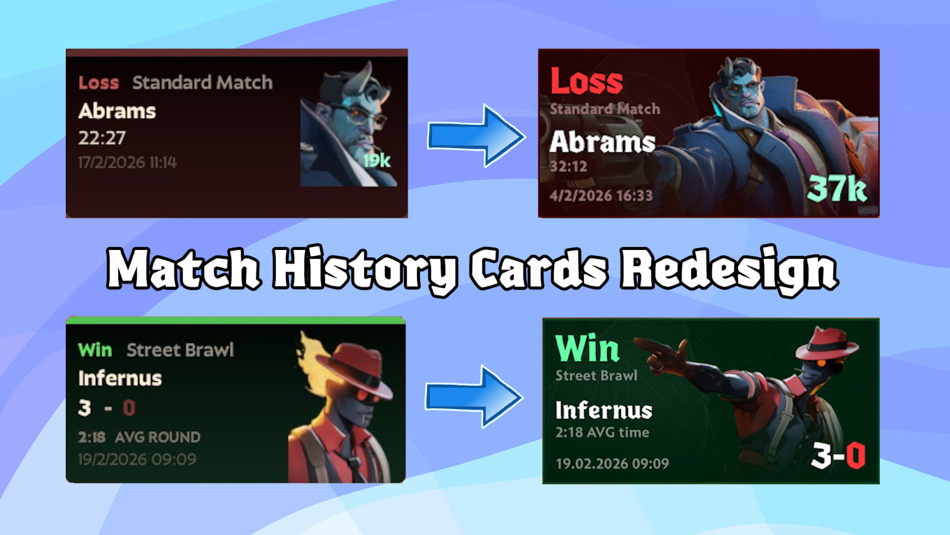 Match History Cards Redesign
